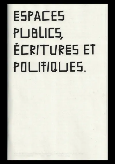 Espaces publics, écritures et politiques — Paugo